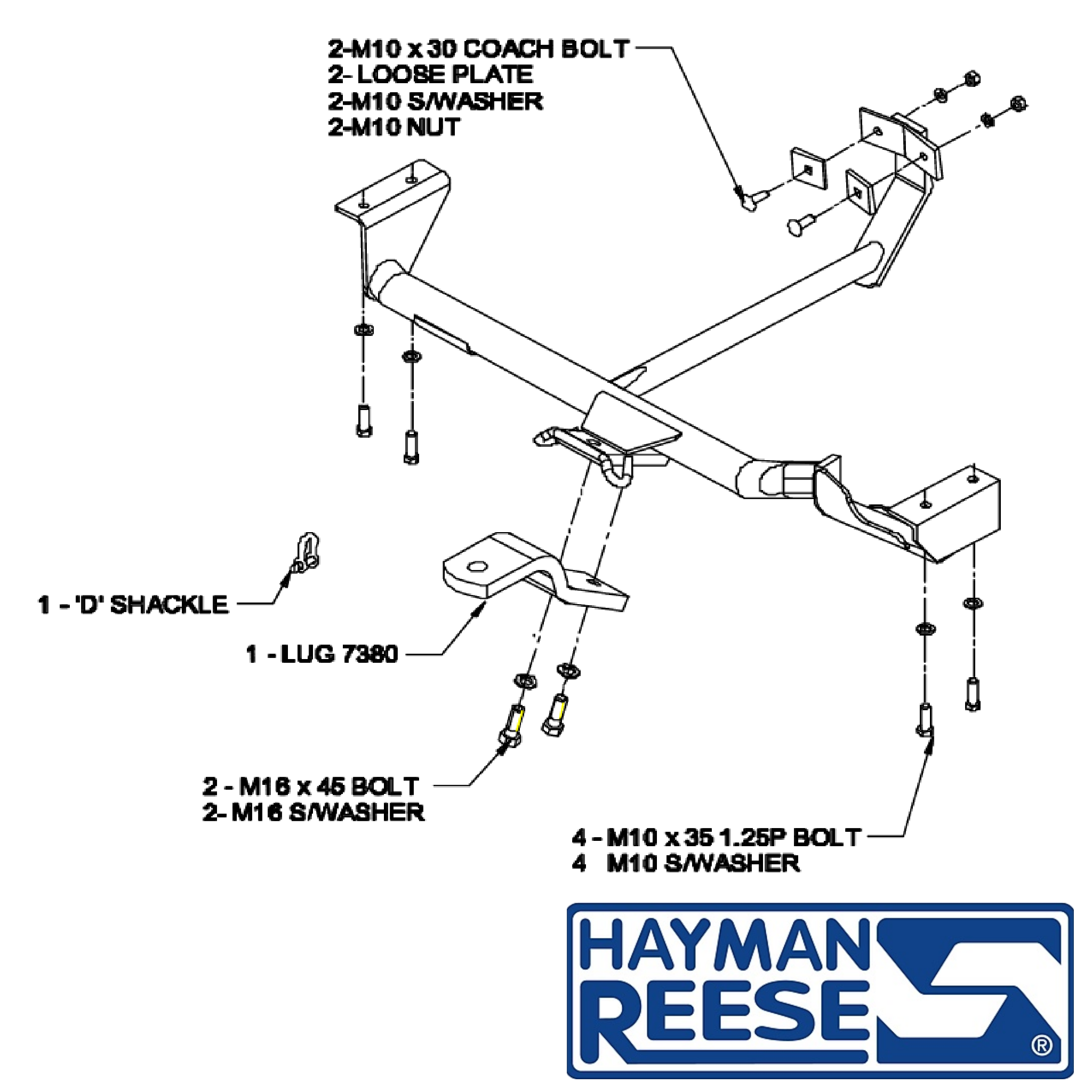 Toyota Echo Hatch 10/1999 - 10/2005 - Towbar Kit - STANDARD DUTY