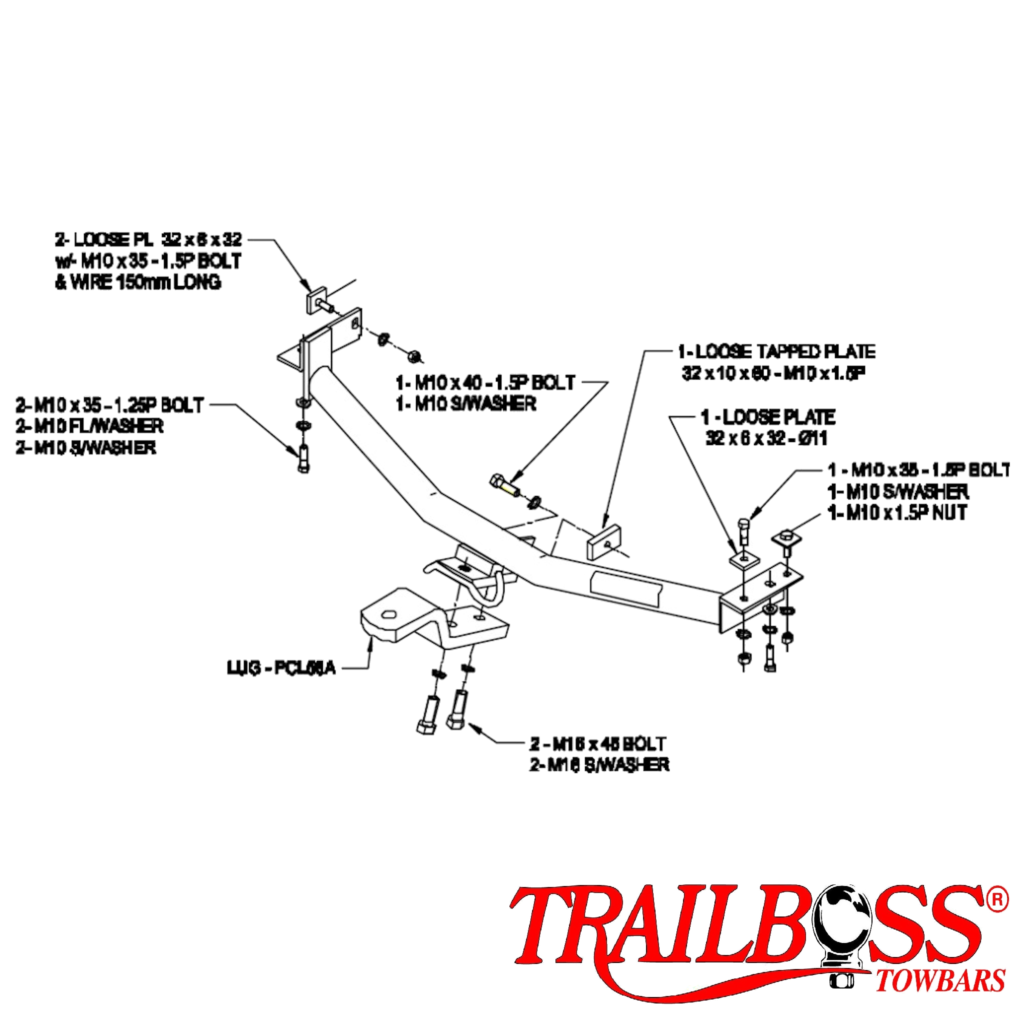 Mitsubishi Lancer CE (GSR, VRX Sports) Sedan 09/1992 - 07/2002 - Towbar Kit - STANDARD DUTY