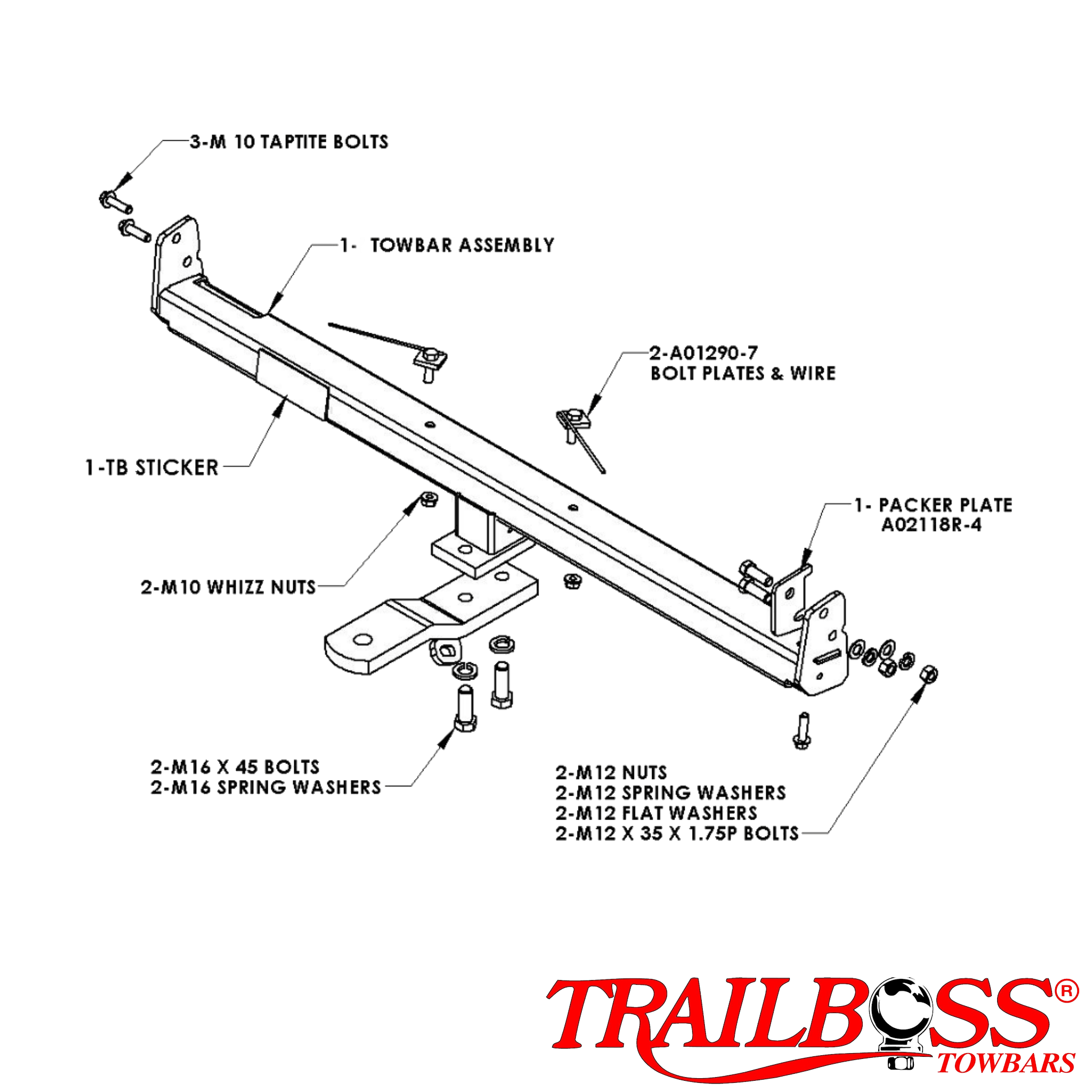 Ford Falcon FG, FGX Sedan 06/2008 - On - Towbar Kit - STANDARD DUTY