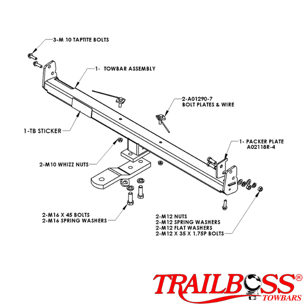 Ford Falcon FG, FGX Sedan 06/2008 - On - Towbar Kit - STANDARD DUTY