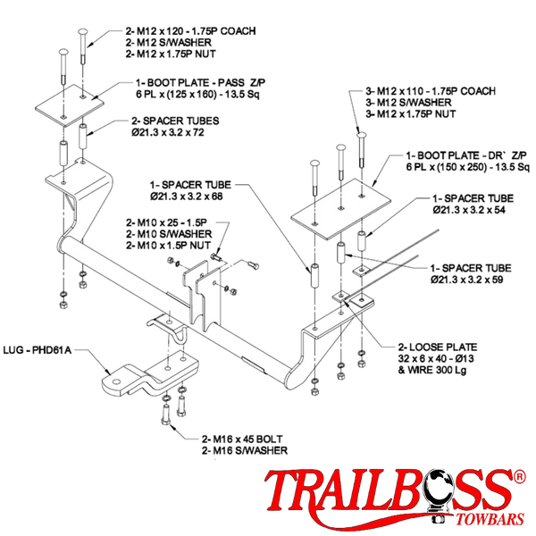 Holden Commodore VU-VZ (Inc S, SS) Tub Body 01/2001 - 09/2007 - Towbar Kit - STANDARD DUTY