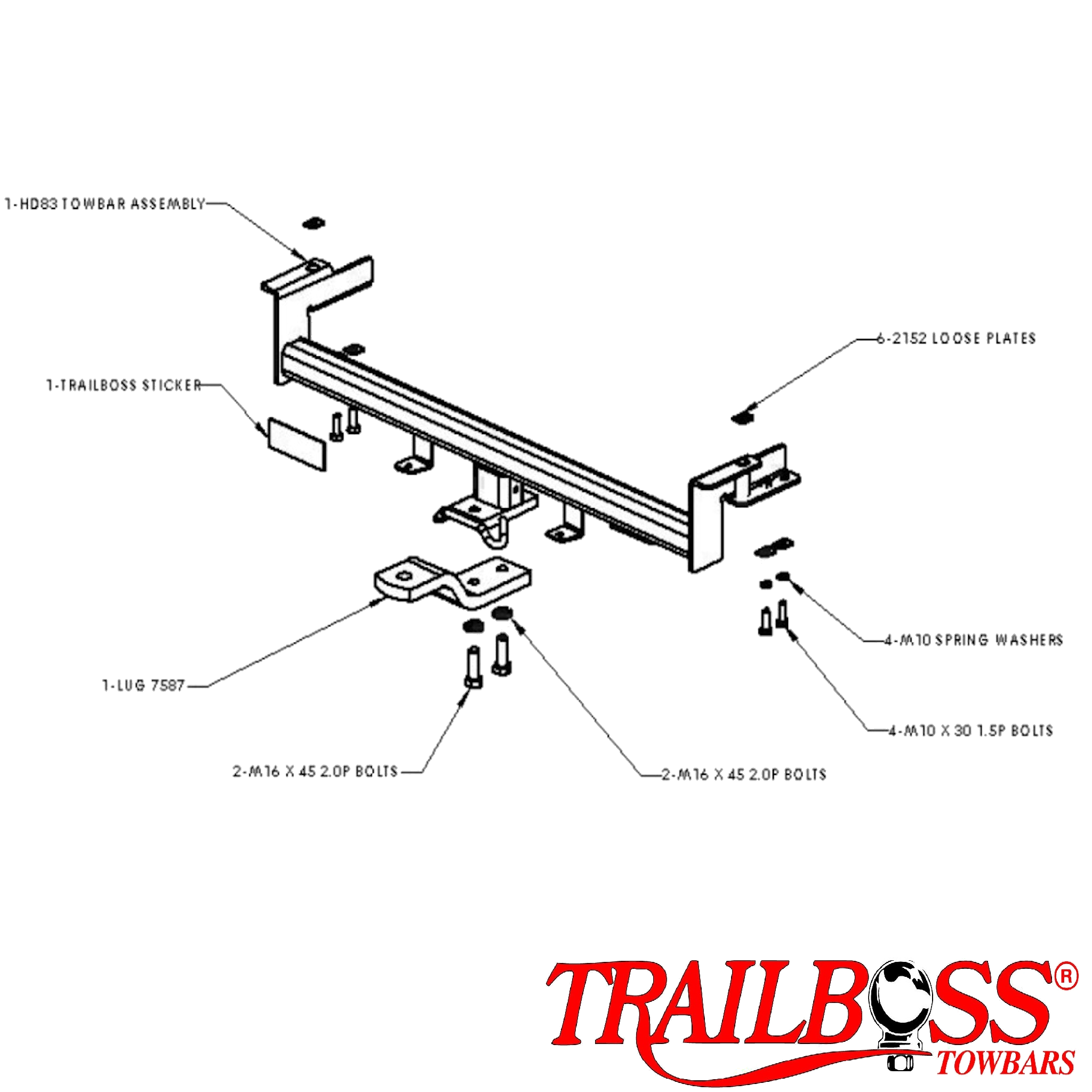 Holden Viva Hatch 09/2005 - 05/2009 - Towbar Kit - STANDARD DUTY