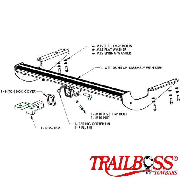 Toyota Tarago People Mover 03/2006 - 06/2021 (Comes with rear step) - Towbar Kit - HEAVY DUTY PREMIUM