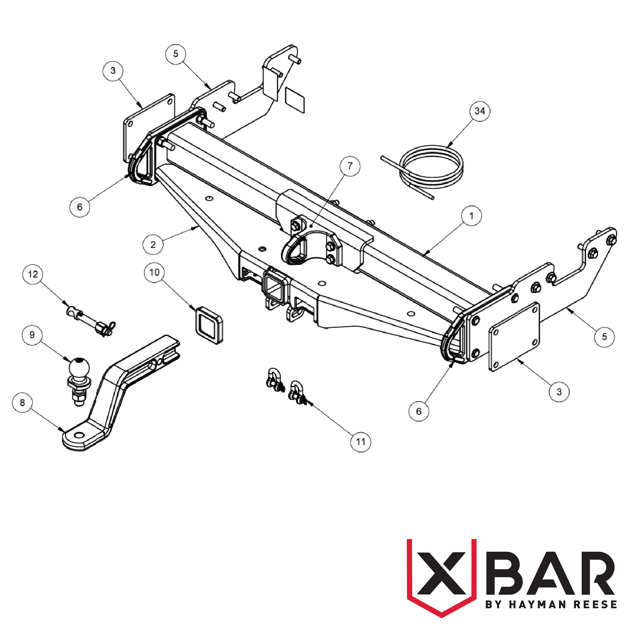 X-Bar Toyota HiLux GUN Cab Chassis Without Bumper 09/2015 - On - Towbar Kit - EXTREME RECOVERY