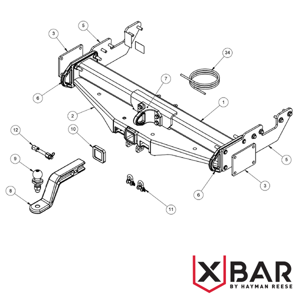 X-Bar Toyota HiLux GUN Cab Chassis Without Bumper 09/2015 - On - Towbar Kit - EXTREME RECOVERY