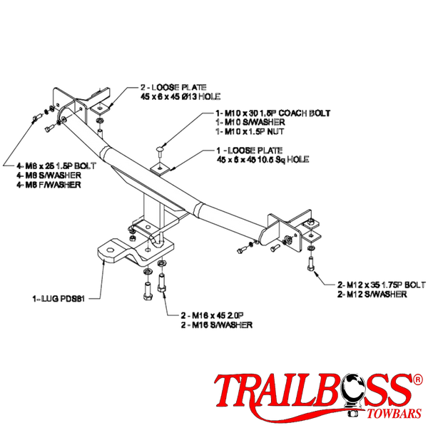 Nissan Pulsar N16 Hatch 06/2001 - 01/2006 - Towbar Kit - STANDARD DUTY