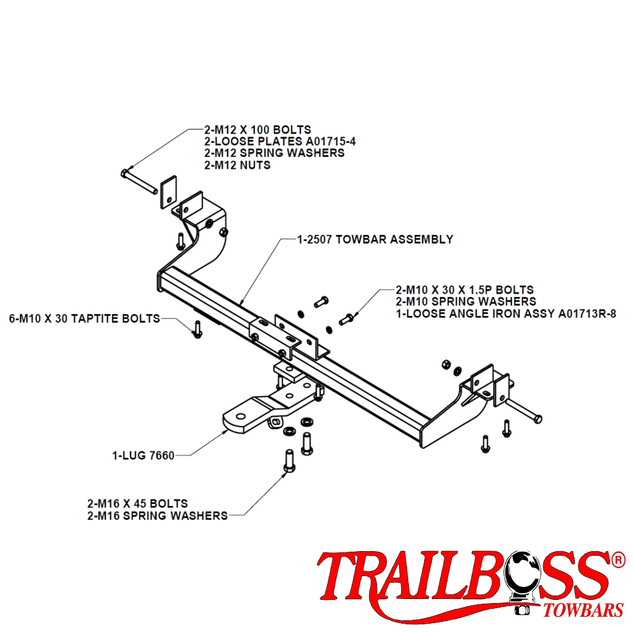 Ford Falcon AU, BA, BF, FG, FGX Tub Body Tub Body  (Not XR6, XR8, FPV) 07/1999 - On - Towbar Kit - STANDARD DUTY