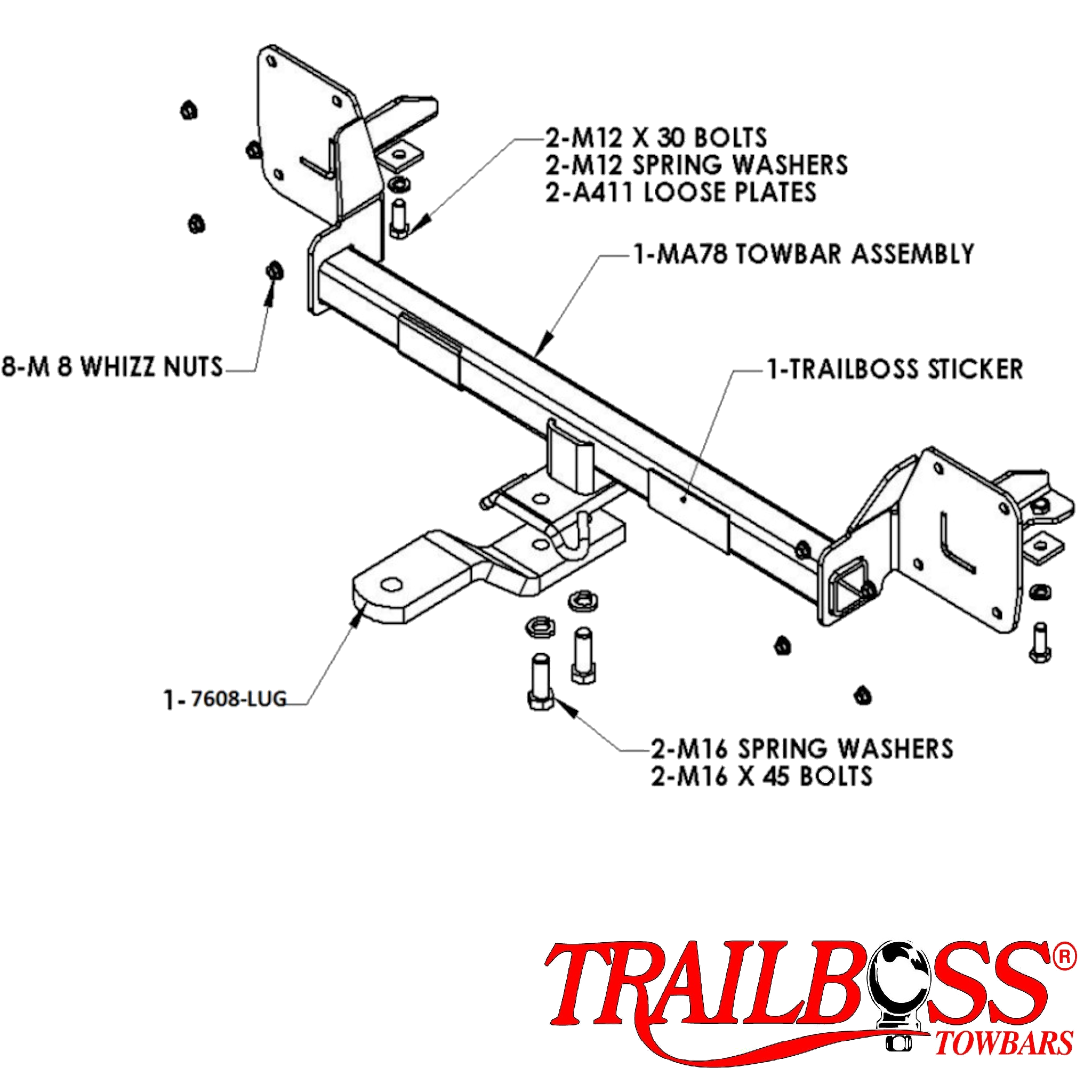 Mazda 3 Sedan (Not SP or MPS) 06/2003 - 03/2009 - Towbar Kit - STANDARD DUTY