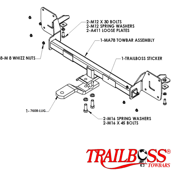 Mazda 3 Sedan (Not SP or MPS) 06/2003 - 03/2009 - Towbar Kit - STANDARD DUTY