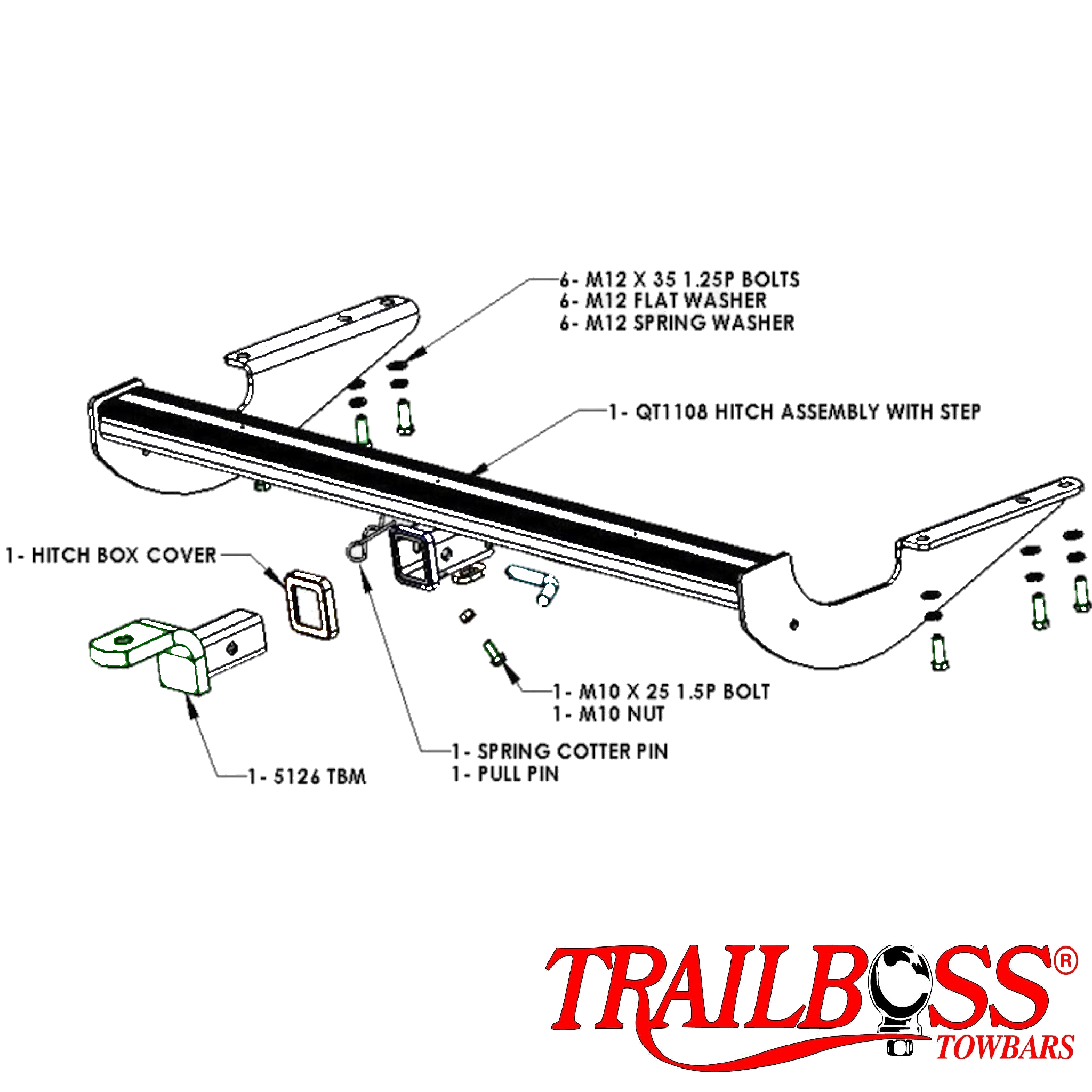 Toyota Tarago People Mover 03/2006 - 06/2021 (Comes with rear step) - Towbar Kit - HEAVY DUTY PREMIUM