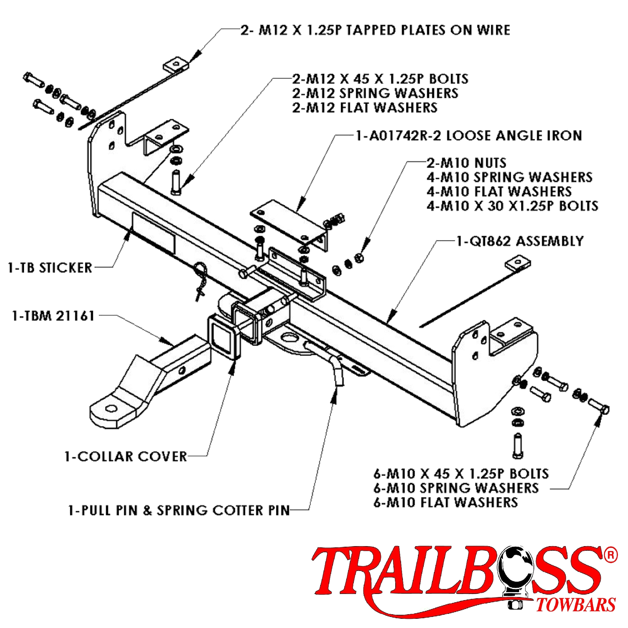 Toyota LandCruiser 76 Series SUV 07/2021 - 08/2022 - Towbar Kit - HEAVY DUTY PREMIUM