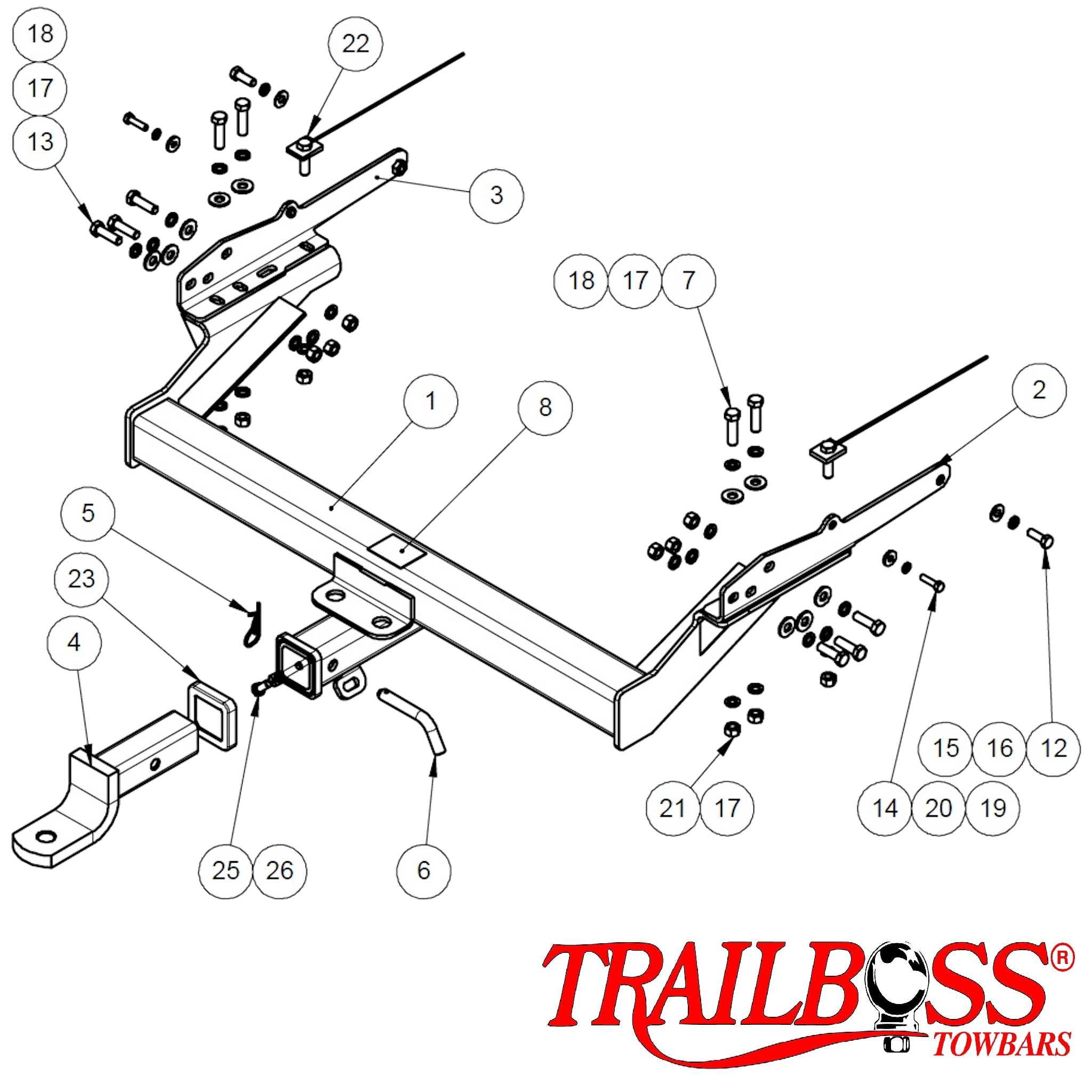 Nissan Navara D22 2wd & 4wd Tub Body With and Without Step 04/2009 - 02/2015 - Towbar Kit - HEAVY DUTY PREMIUM