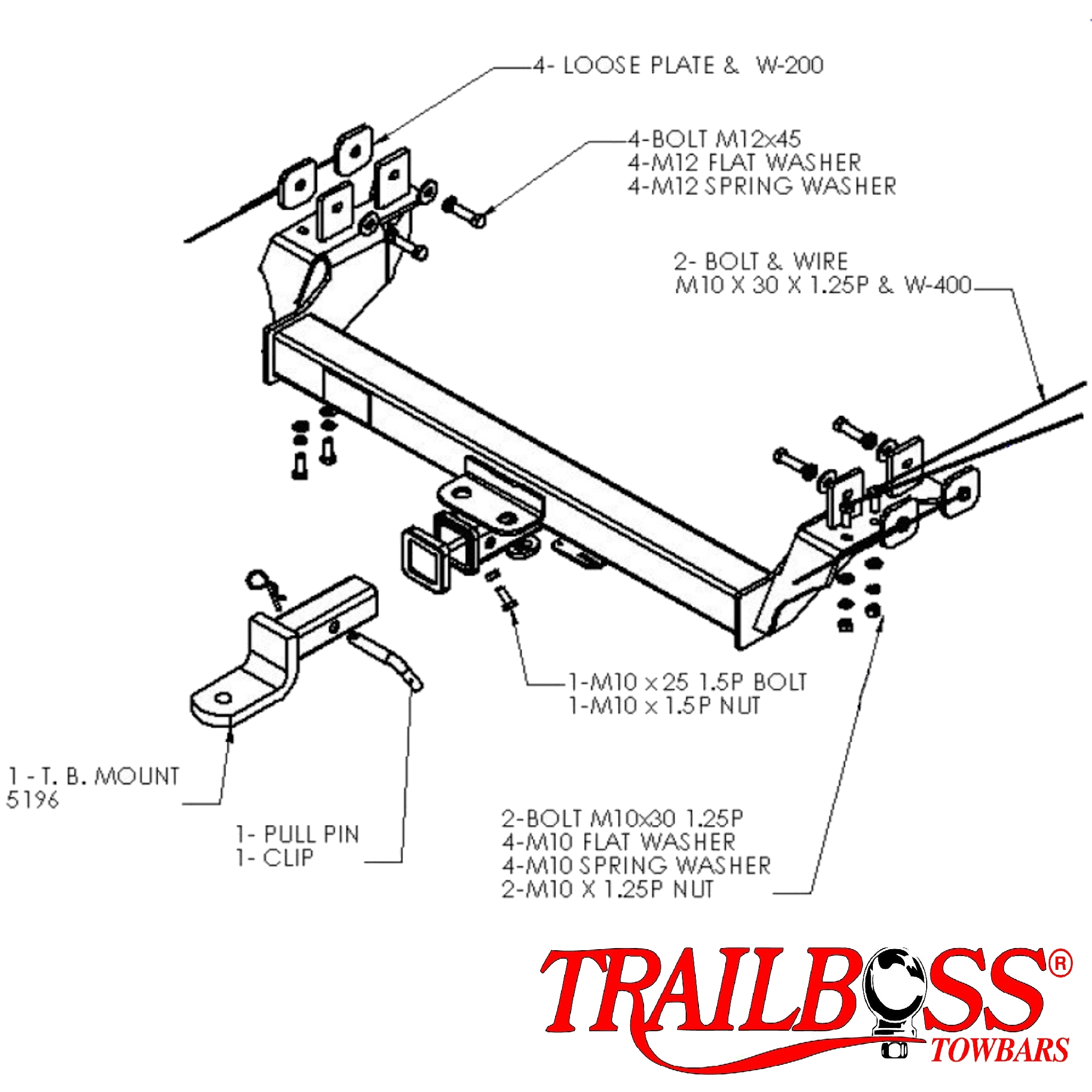 Holden Rodeo Sports Tub Body With Step 03/2003 - 06/2008 - Towbar Kit - HEAVY DUTY PREMIUM