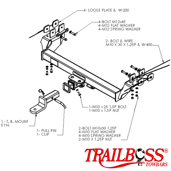 Holden Rodeo Sports Tub Body With Step 03/2003 - 06/2008 - Towbar Kit - HEAVY DUTY PREMIUM