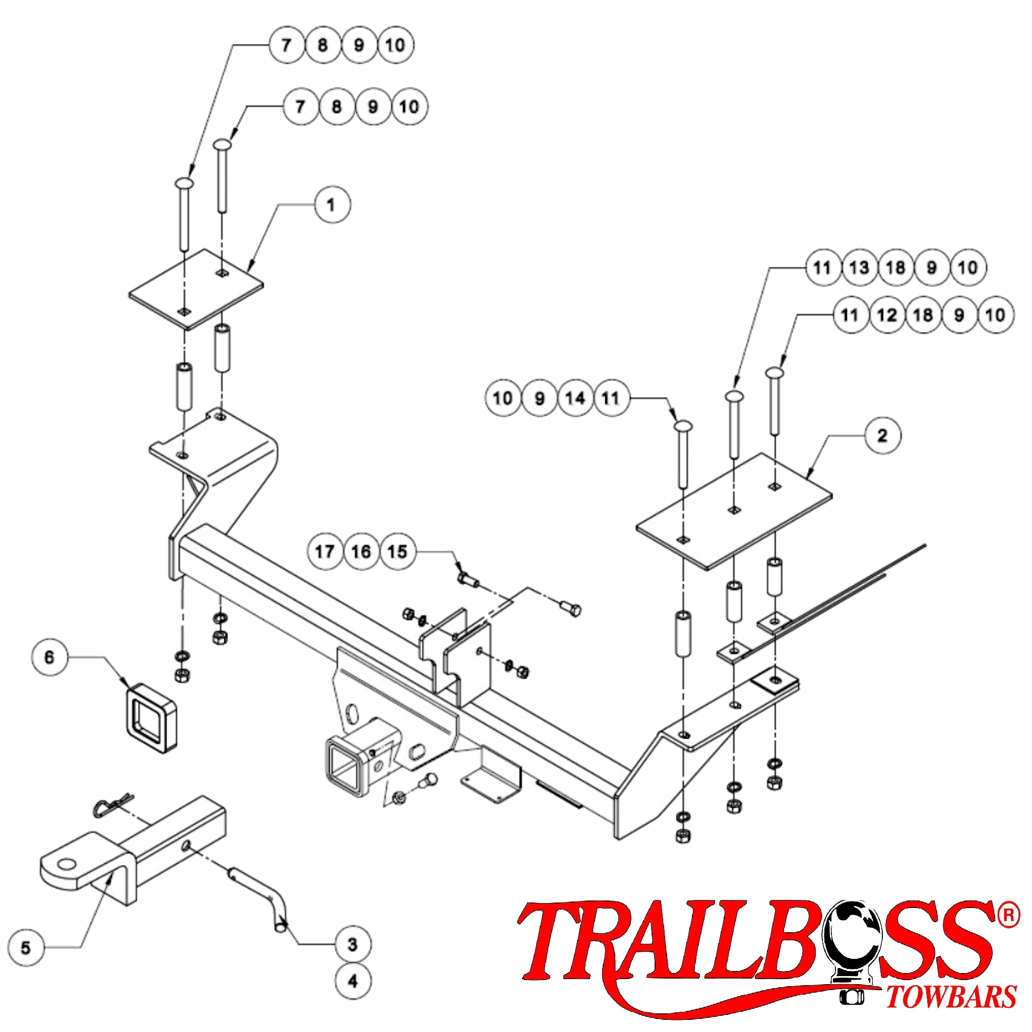 Holden Commodore VU, VY, VZ (Inc S & SS) Tub Body 01/2001 - 09/2007 - Towbar Kit - HEAVY DUTY PREMIUM