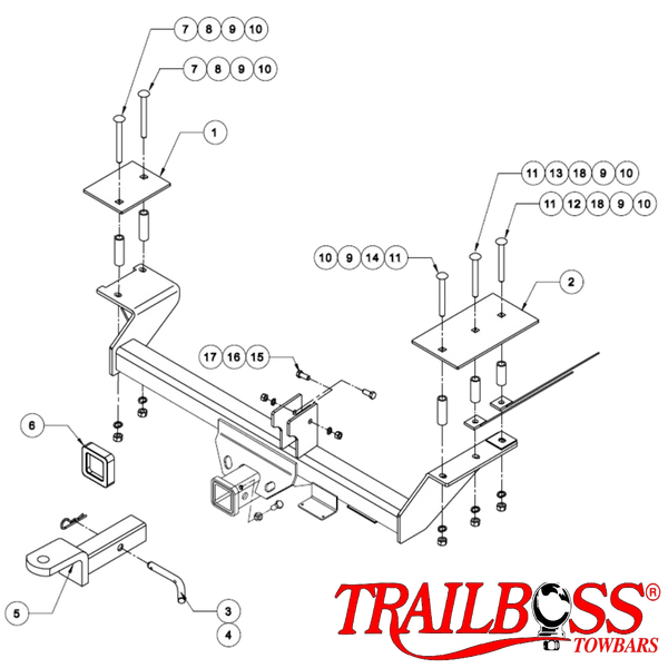 Holden Commodore VU, VY, VZ (Inc S & SS) Tub Body 01/2001 - 09/2007 - Towbar Kit - HEAVY DUTY PREMIUM