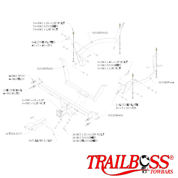 Holden Commodore VY VZ Sedan (Not Calias) 10/2002 - 07/2006 - Towbar Kit - HEAVY DUTY PREMIUM