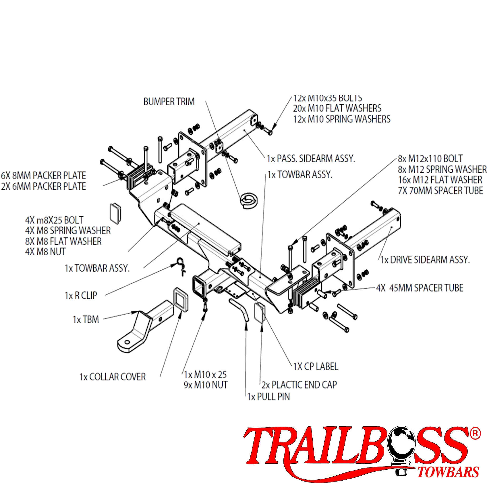 *Mercedes-Benz M Class W164 SUV 07/2005 - 03/2012 (Inc AMG) - Towbar Kit - HEAVY DUTY PREMIUM