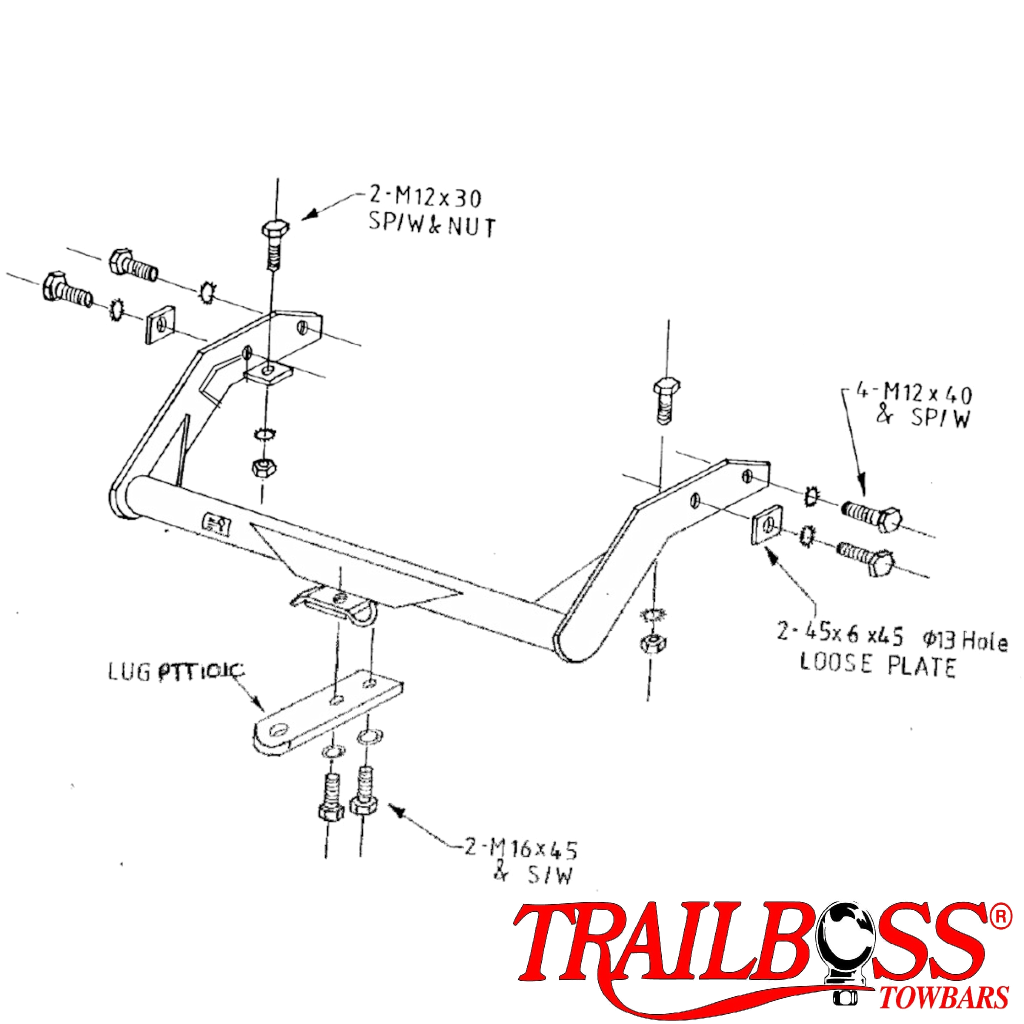 Toyota Surf SUV 11/1985 - 06/1996 - Towbar Kit - STANDARD DUTY