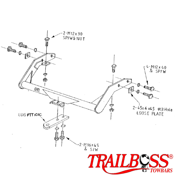 Toyota Surf SUV 11/1985 - 06/1996 - Towbar Kit - STANDARD DUTY